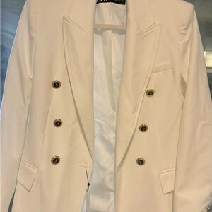 Zara White Double-Breasted Women's Blazer